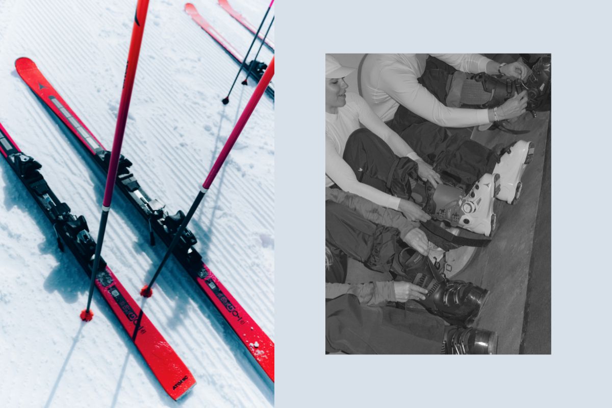 Skischuhe und Ski von Atomic