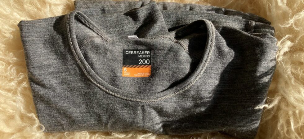 Icebreaker Oasis Merinoshirt in grau auf Schaffell